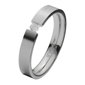 Titanium Ring w/tension-set Cubic Zirconia - FRT013